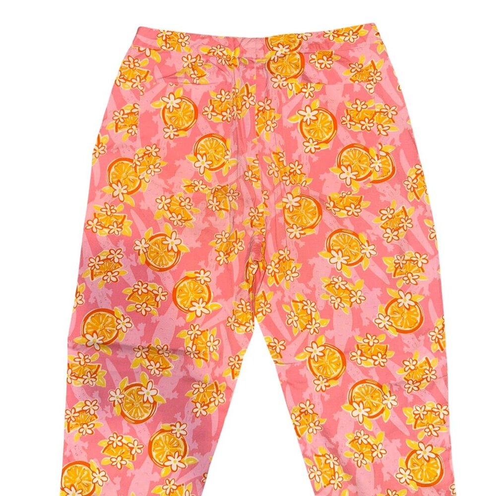 Lilly Pulitzer Straight Leg Capris Womens 2 Bright Pink Fruit Oranges Flowers - Picture 5 of 9